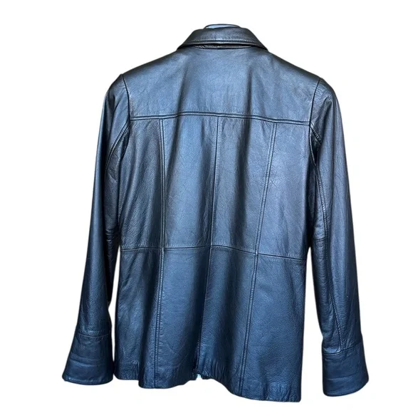 Wilsons Leather Black Zip Front Jacket Women’s Medium Genuine Leather Classic M - Picture 2 of 16